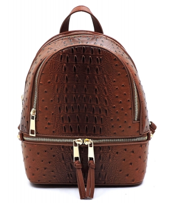 Ostrich Croc Backpack OS1082 TAN